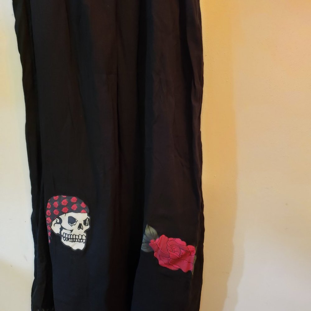 Derek Heart Strapless Rose Skull Midi Dress Black Size L - Picture 5 of 5